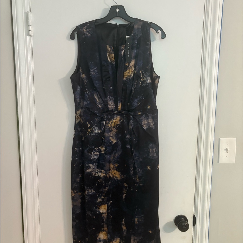 Elie Tahari Navy Blue  Dorris Dress 100% Silk NEW WITH TAGS